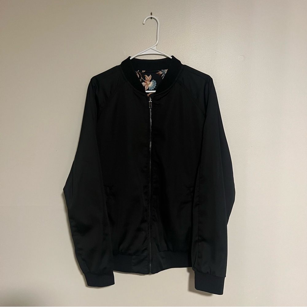 Reversible Bomber Jacket in Black/Floral XXL